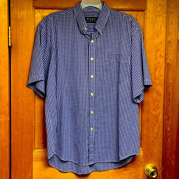 Bogari Studio Designed in Italy Cotton Checked Plaid Blue Shirt as New Men's L ! - Picture 1 of 9